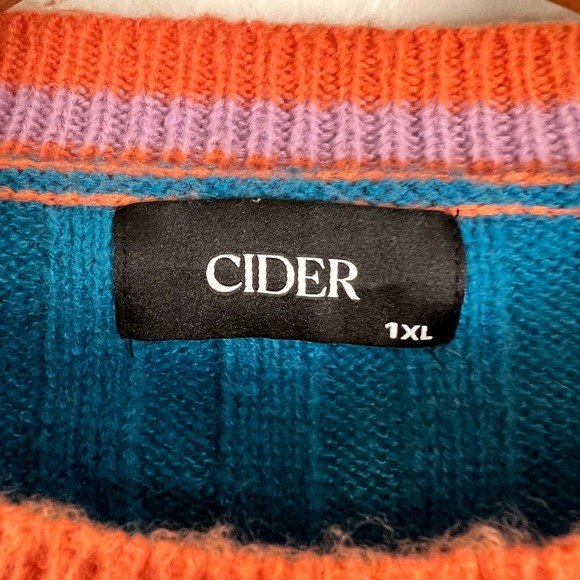 Cider Oversized Patchwork Sweater XL Whimsigoth Indie Granola Chunky Colorful 3D - Picture 7 of 10